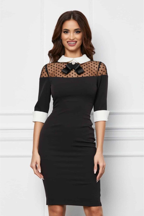 Rochie Moze bleumarin cu imprimeuri rosii