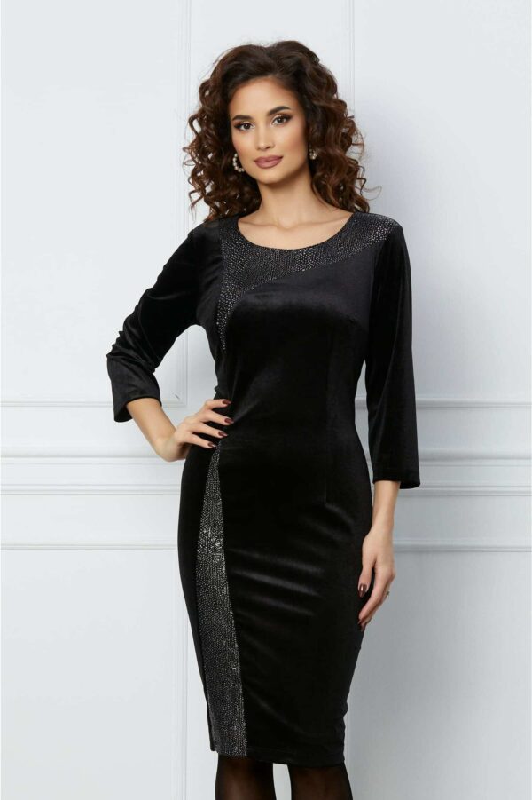 Rochie Dorina verde cu imprimeu ivory-fucsia si pliuri pe fusta