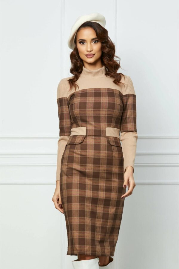 Rochie Moze bej cu carouri maro