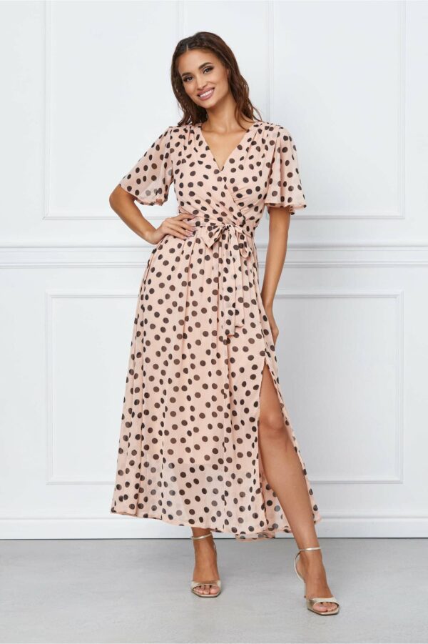 Rochie Moze verde crud cu volan pe bust si fusta petrecuta