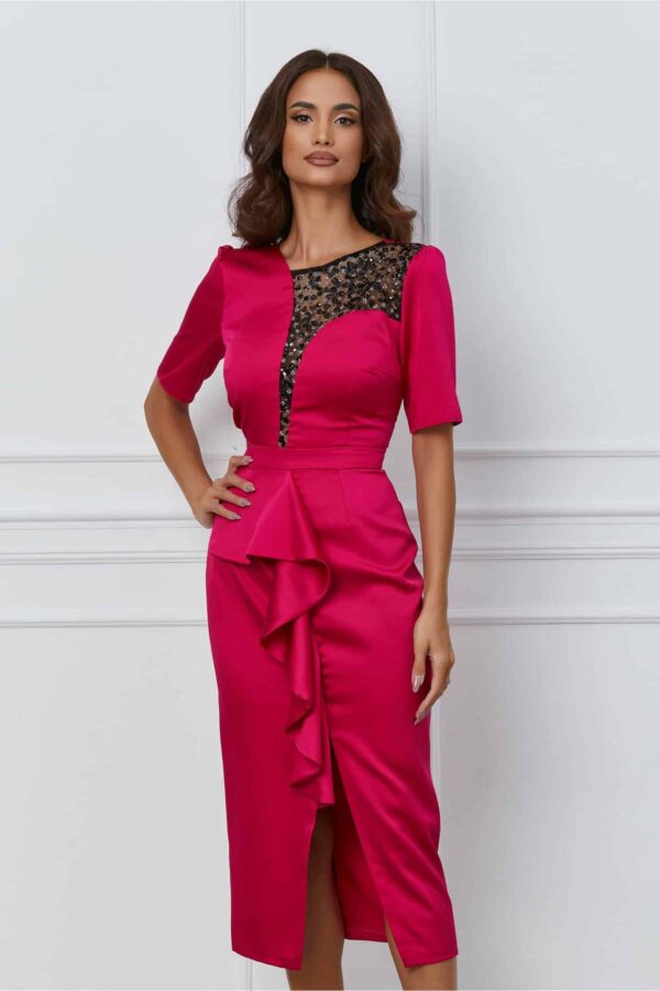 Rochei Moze kaki cu nasturi si cordon in talie