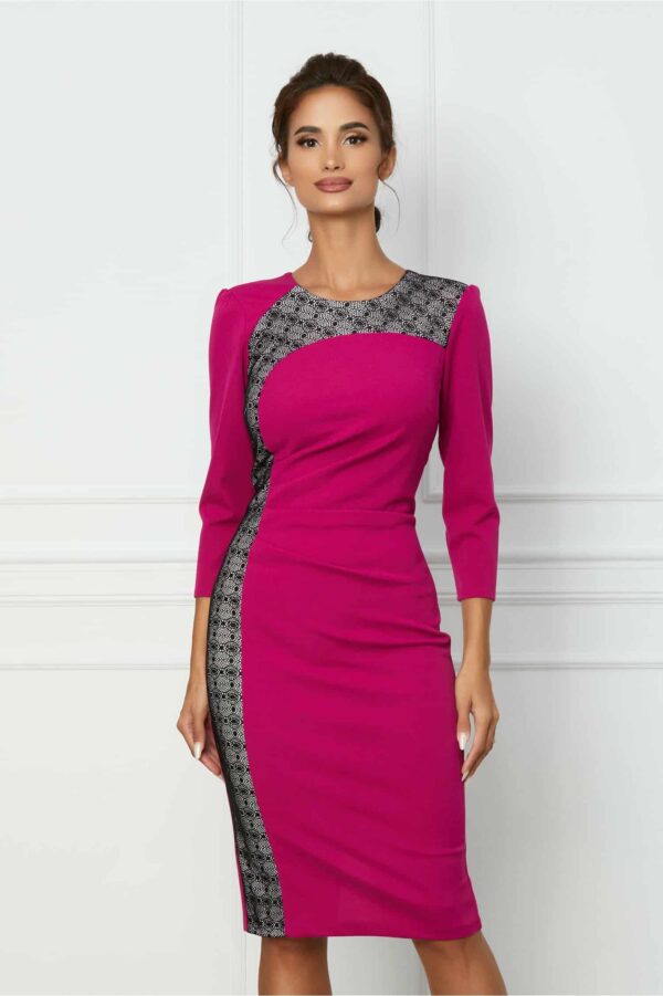 Rochie Moze neagra cu dantela si fronseu in talie