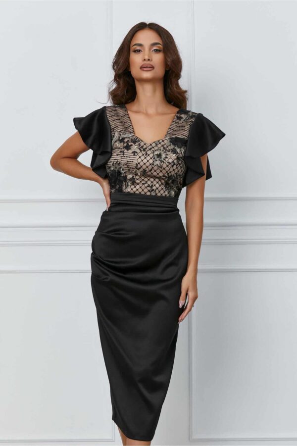 Rochie MBG rosie cu broderie florala