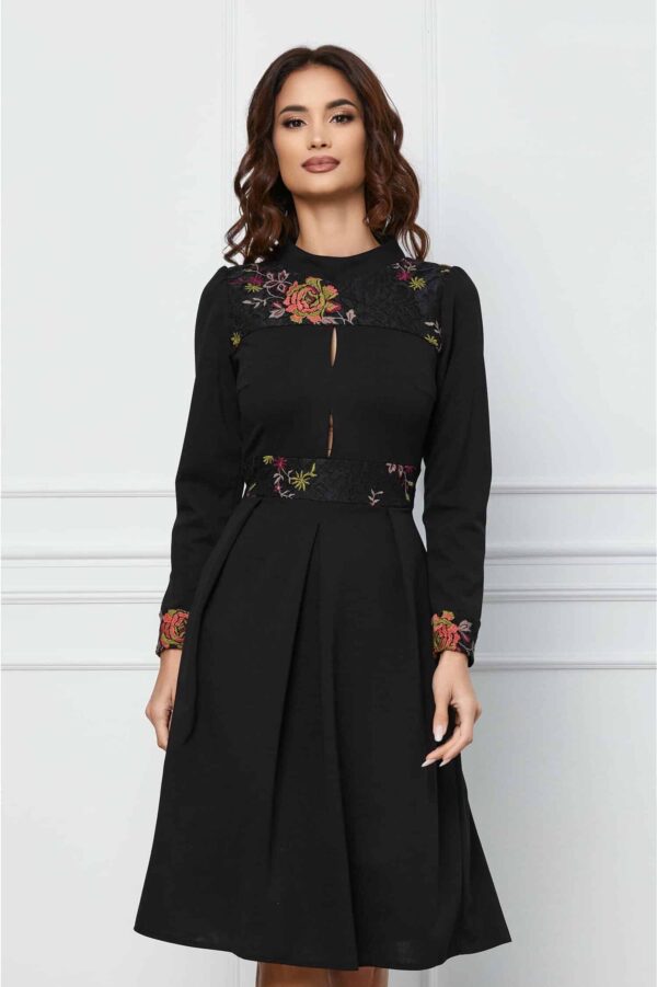 Rochie MBG verde cu bej si guler rotund