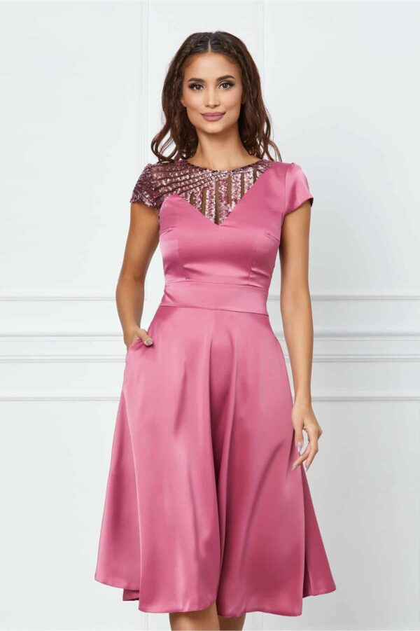 Rochie Moze verde cu paiete la bust