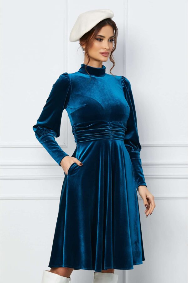 Rochie Moze bleumarin cu imprimeu la bust