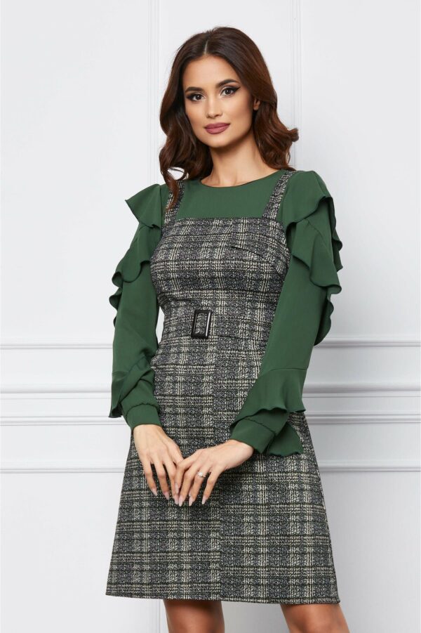 Rochie Moze verde cu nasturi decorativi frontali