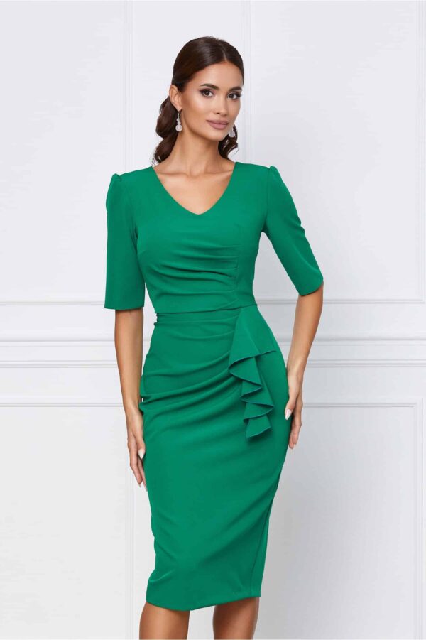 Rochie Moze verde cu tull si glitter la umeri