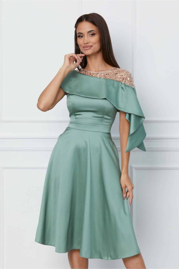 Rochie Moze neagra cu tull si glitter la bust