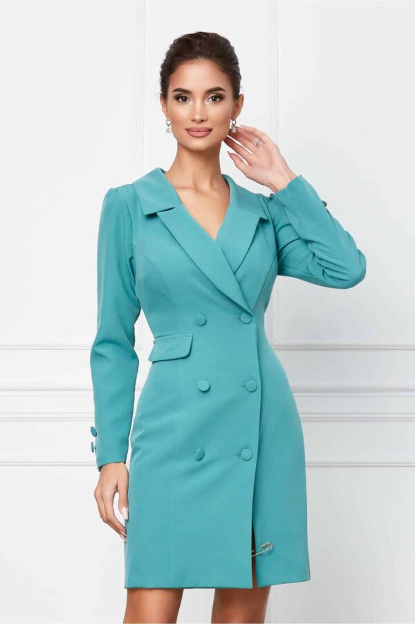 Rochie Moze bleumarin cu dungi albe si cordon in talie