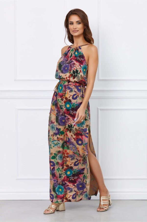 Rochie Dy Fashion din paiete aurii cu pene la maneci