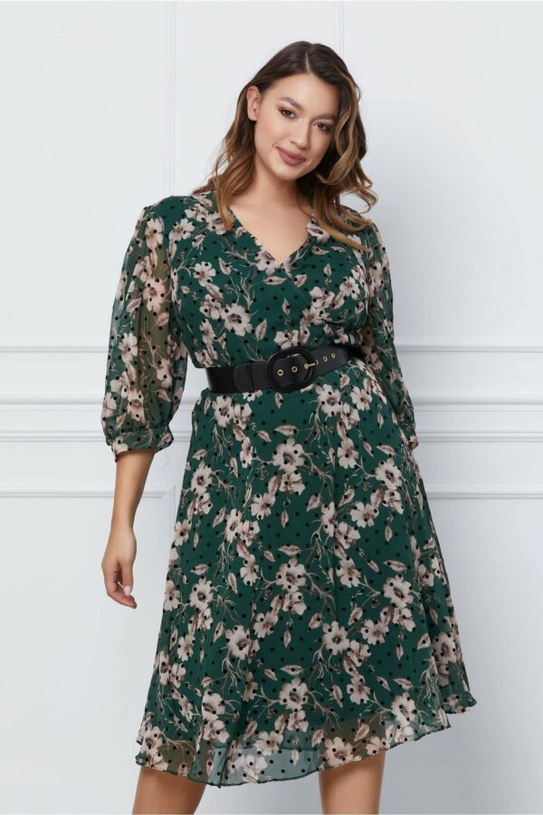 Rochie Betty neagra din neopren cu strasuri aurii la bust