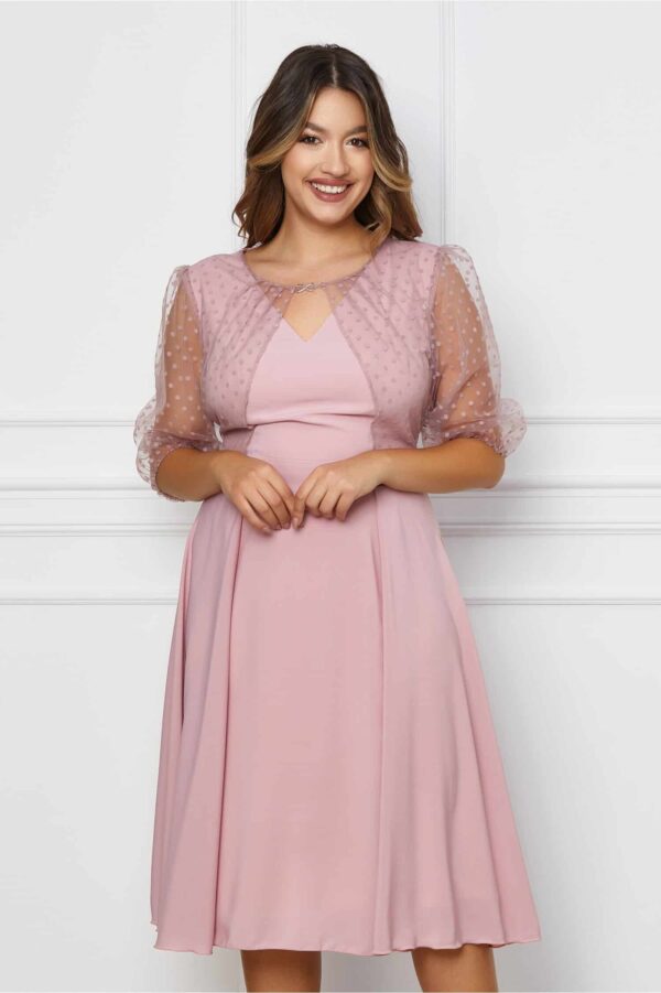 Rochie Samanta neagra cu broderie la umeri