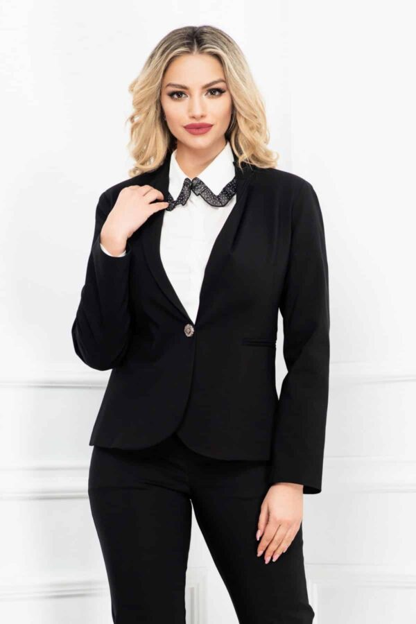 Sacou InPuff office negru cambrat din bumbac