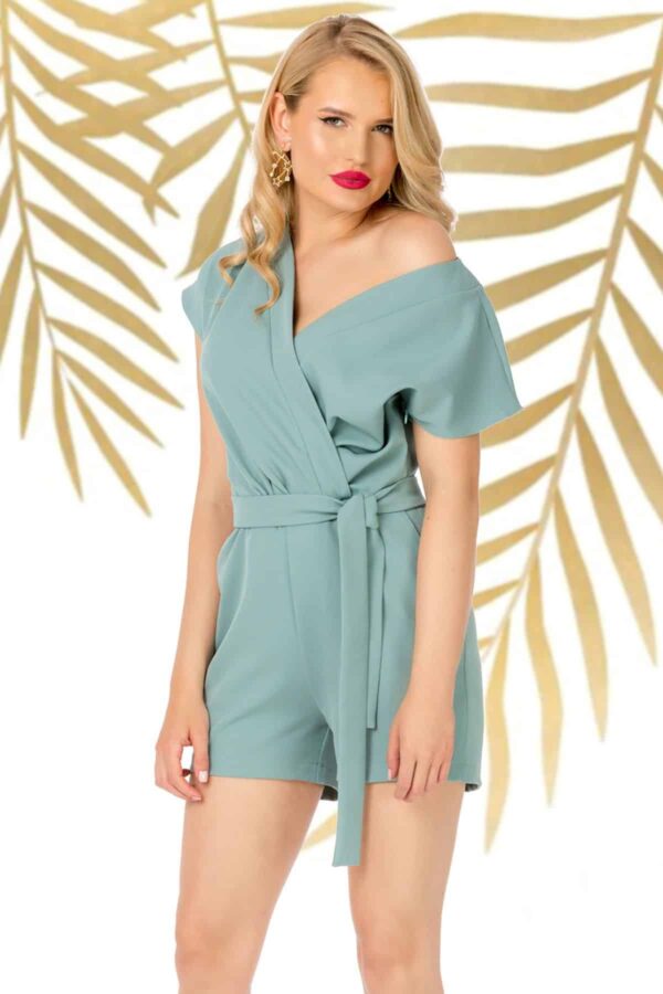 Salopeta Pretty Girl de vara mint cu umarul gol