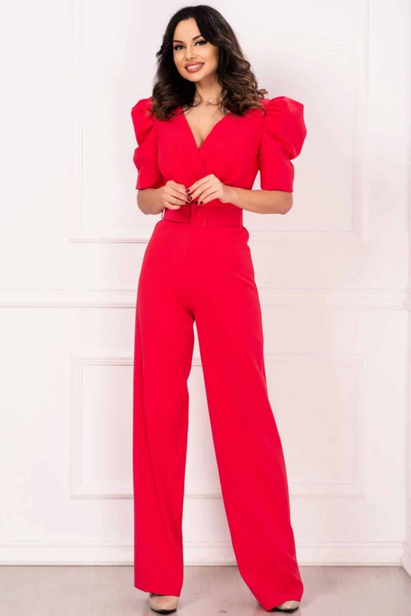 Salopeta eleganta Alma Premium corai cu umeri bufanti