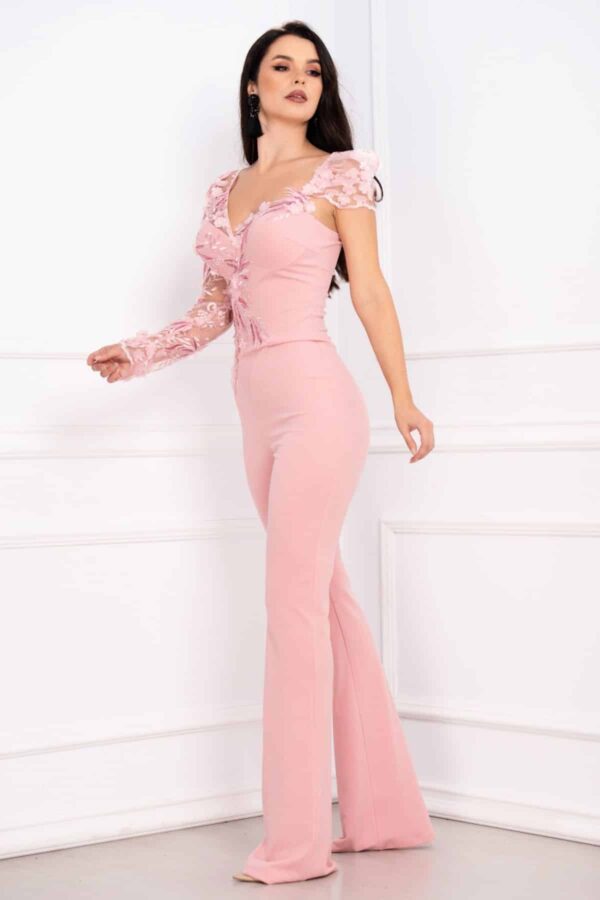 Salopeta Mara eleganta rose cu flori 3D