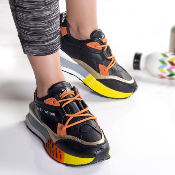 ADIDASI DAMA NEGRU PORTOCALIU PIELE ECO JURI