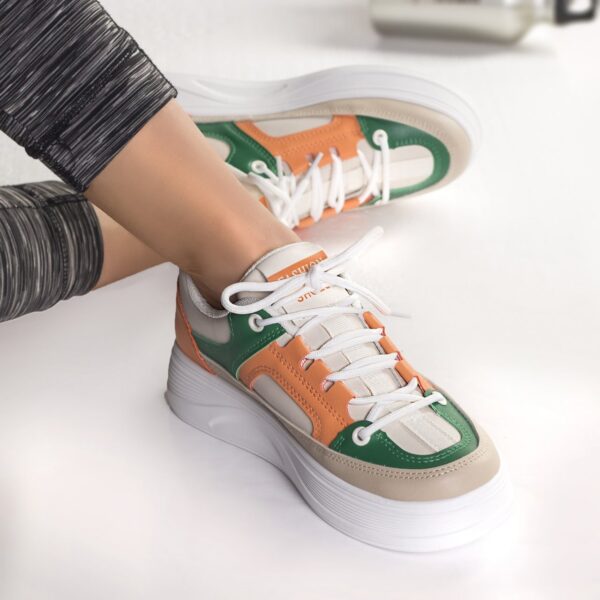 ADIDASI DAMA PIELE ECOLOGICA BEJ CU VERDE Rimas