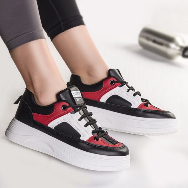 ADIDASI DAMA PIELE ECOLOGICA NEGRU CU ROSU Rimas