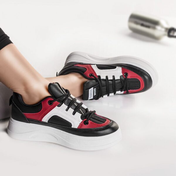 ADIDASI DAMA PIELE ECOLOGICA NEGRU CU ROSU Rimas