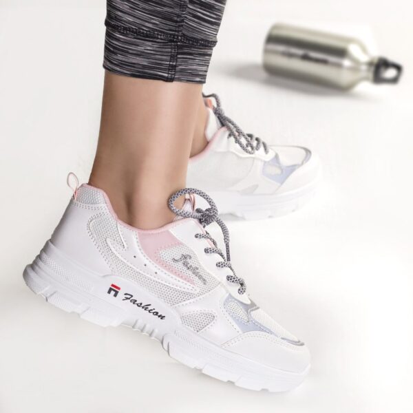 ADIDASI DAMA TEXTIL SI PIELE ECO ALB CU ROZ Dima