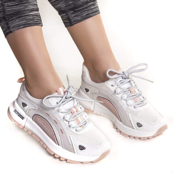 ADIDASI DAMA TEXTIL SI PIELE ECO ALB CU ROZ Limar