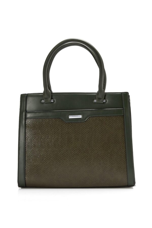 Geanta Felicia verde cu manere si design snake