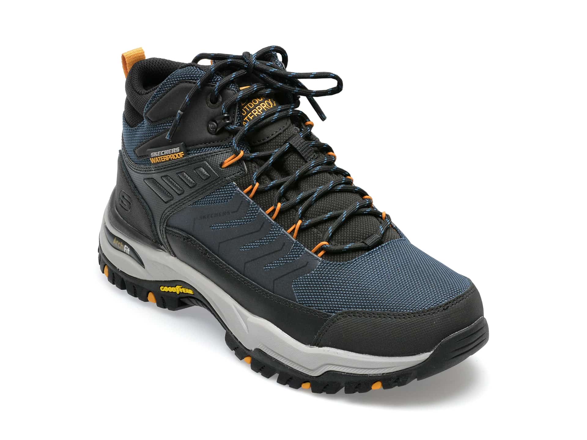 Ghete SKECHERS bleumarin, ARCH FIT DAWSON , din material textil si piele naturala