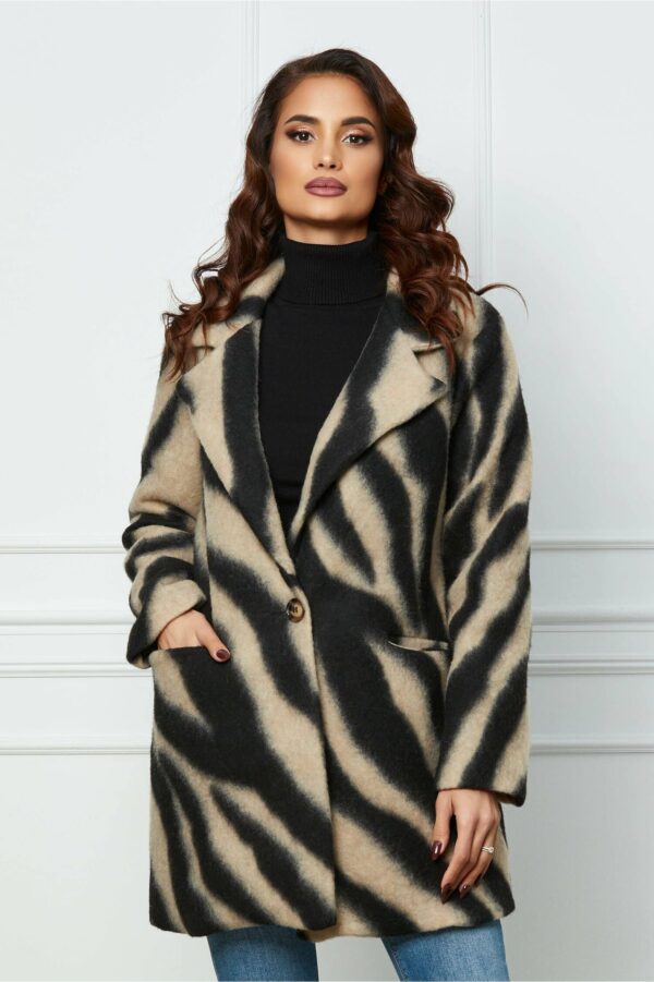 Palton Clara cu zebra print negru