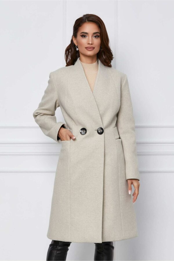 Palton Leonard Collection bej cu buzunare