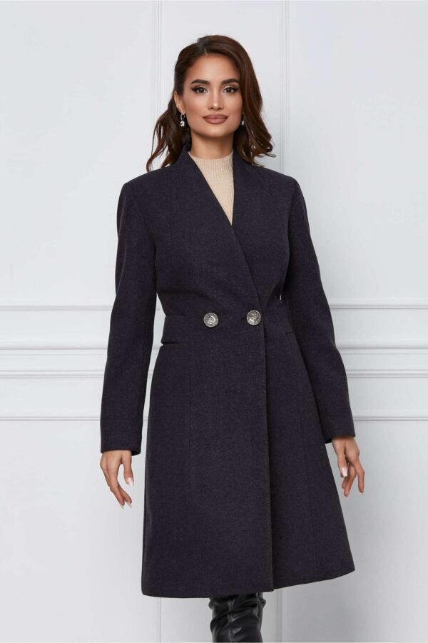 Palton Leonard Collection bleumarin antracit cu buzunare