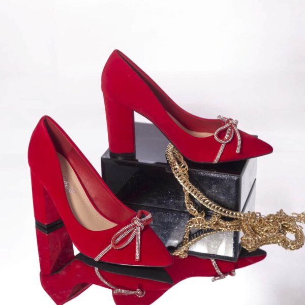 PANTOFI CU TOC Johsy PIELE ECOLOGICA INTOARSA ROSU