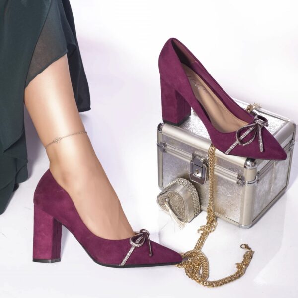 PANTOFI CU TOC Johsy PIELE ECOLOGICA INTOARSA VIOLET