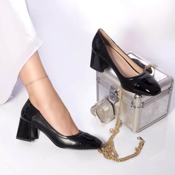 PANTOFI CU TOC Lynda PIELE ECOLOGICA SI PIELE ECOLOGICA LACUITA BLACK