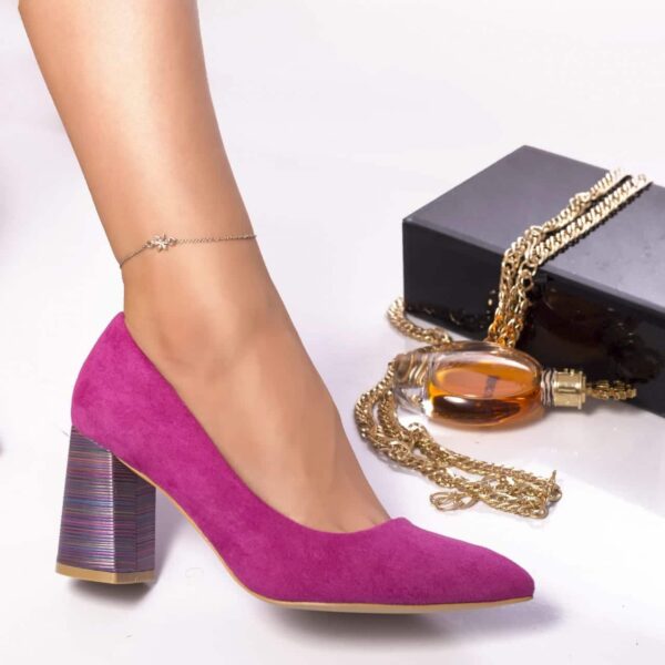 PANTOFI CU TOC Shully PIELE ECOLOGICA INTOARSA FUSCHIA