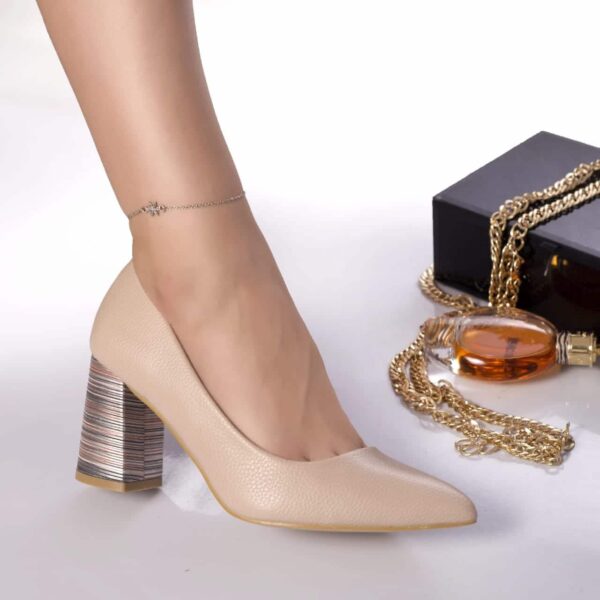 PANTOFI CU TOC Tessa PIELE ECOLOGICA BEJ