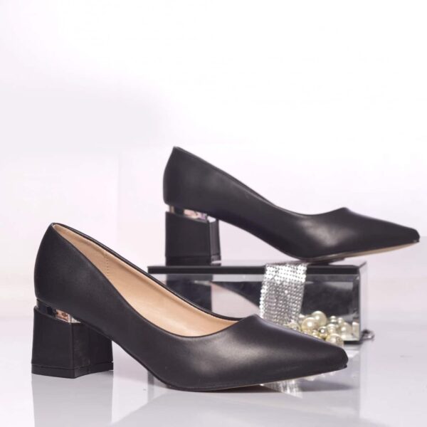 PANTOFI CU TOC Wyanet PIELE ECOLOGICA NEGRU