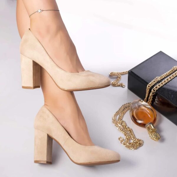 PANTOFI CU TOC Zarita PIELE ECOLOGICA INTOARSA BEJ