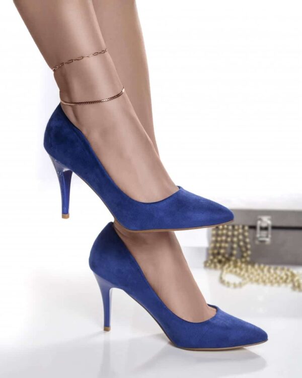 PANTOFI DAMA ALBASTRI PIELE ECO INTOARSA Rogin