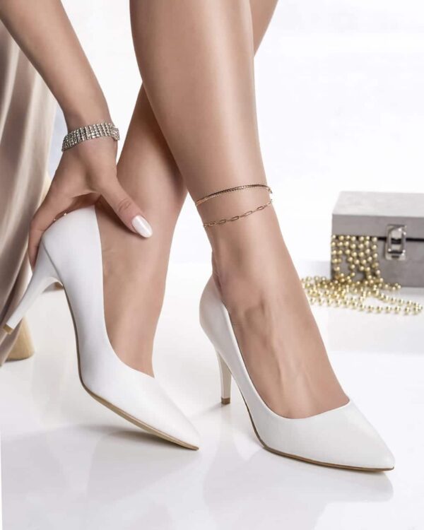 PANTOFI DAMA ALBI PIELE ECOLOGICA Solina