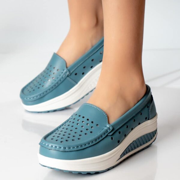 PANTOFI DAMA CASUAL ALBASTRI PIELE NATURALA Perla