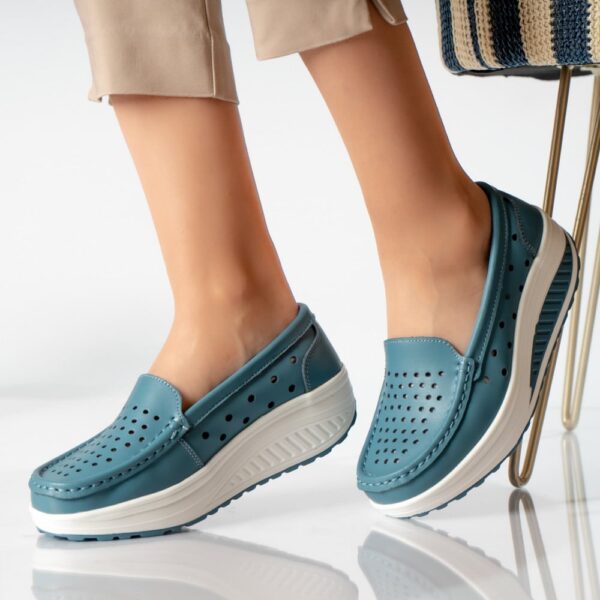 PANTOFI DAMA CASUAL ALBASTRI PIELE NATURALA Perla