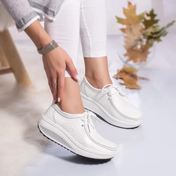 PANTOFI DAMA CASUAL ALBI PIELE NATURALA Oscara