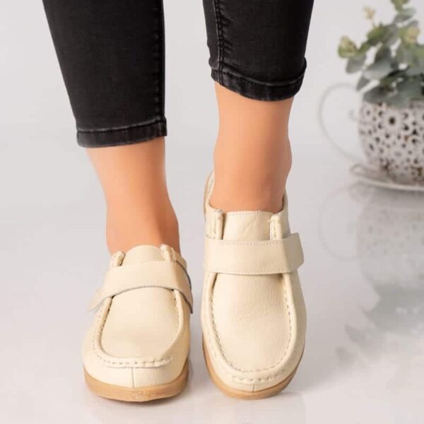 PANTOFI DAMA CASUAL BEJ PIELE NATURALA Chloly