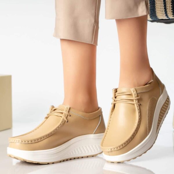 PANTOFI DAMA CASUAL BEJ PIELE NATURALA Oscara