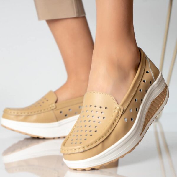 PANTOFI DAMA CASUAL BEJ PIELE NATURALA Perla
