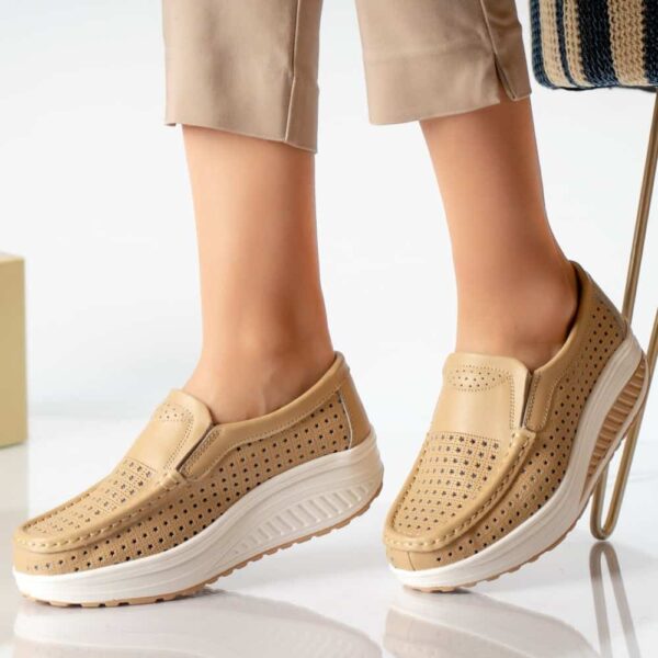PANTOFI DAMA CASUAL CAMEL PIELE NATURALA Flori
