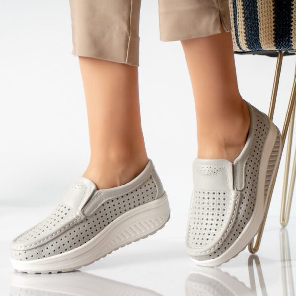 PANTOFI DAMA CASUAL GRI PIELE NATURALA Flori