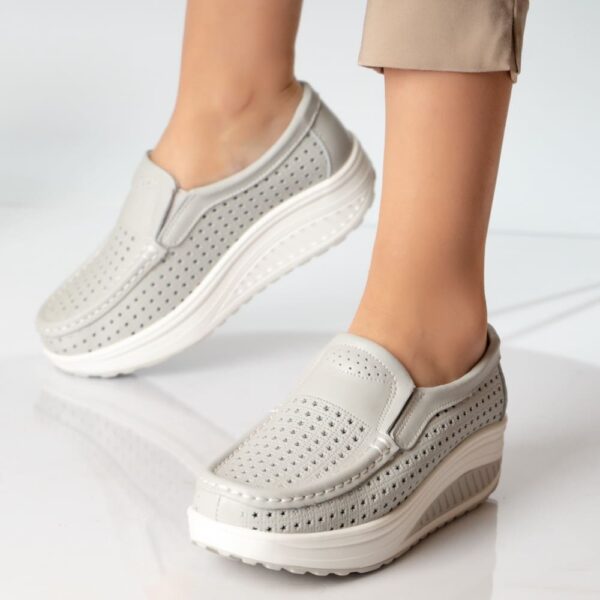 PANTOFI DAMA CASUAL GRI PIELE NATURALA Flori